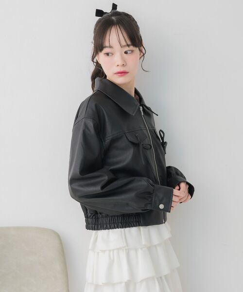 ems excite（エムズエキサイト）の「レースパッチ付FレザーBZ（ブルゾン・レディース・ブラック/ブラウン・FREE）」の10枚目の写真