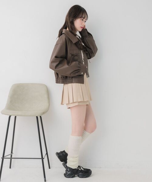 ems excite（エムズエキサイト）の「レースパッチ付FレザーBZ（ブルゾン・レディース・ブラック/ブラウン・FREE）」の14枚目の写真