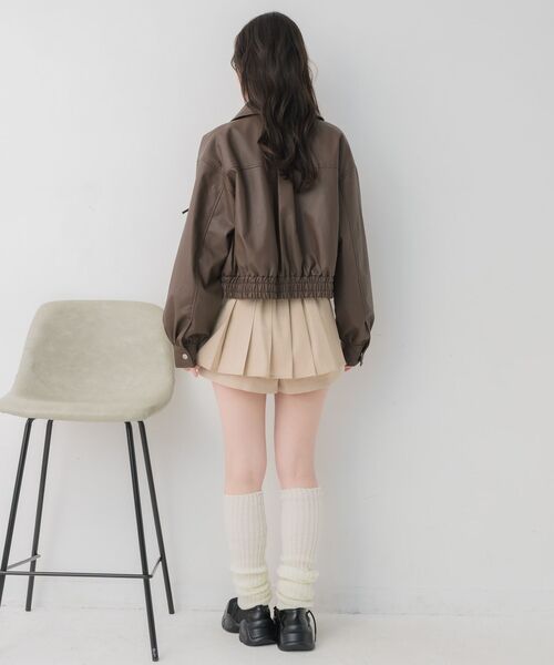 ems excite（エムズエキサイト）の「レースパッチ付FレザーBZ（ブルゾン・レディース・ブラック/ブラウン・FREE）」の15枚目の写真