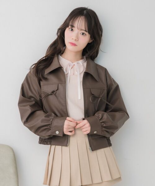 ems excite（エムズエキサイト）の「レースパッチ付FレザーBZ（ブルゾン・レディース・ブラック/ブラウン・FREE）」の17枚目の写真