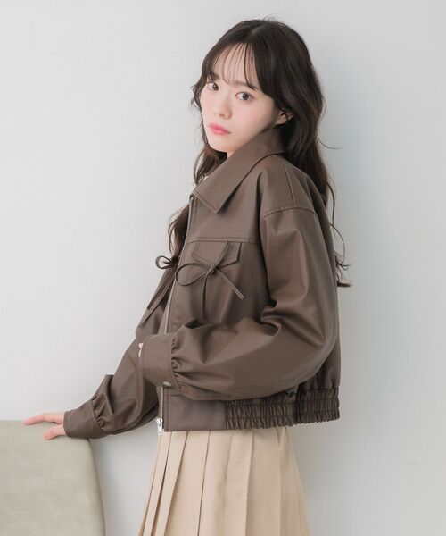 ems excite（エムズエキサイト）の「レースパッチ付FレザーBZ（ブルゾン・レディース・ブラック/ブラウン・FREE）」の21枚目の写真