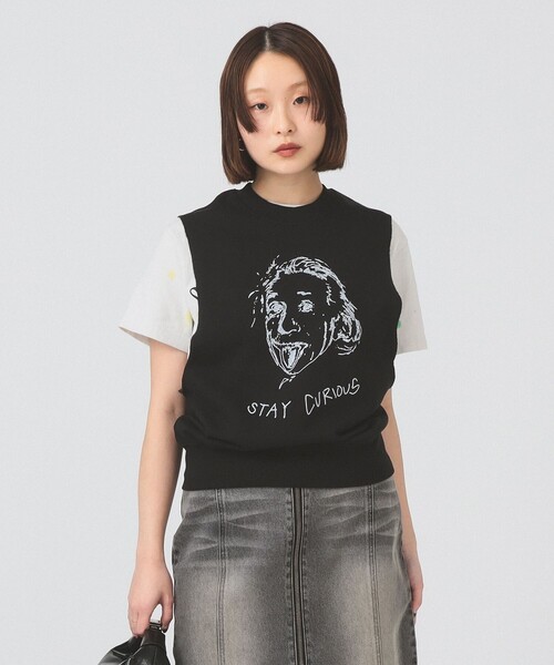 Ray BEAMS（レイビームス）の「【別注】PENNEY’S / Print Vest（ベスト・レディース・ホワイト/ブラック・ONE SIZE）」の2枚目の写真