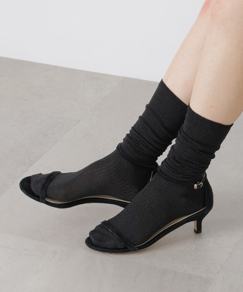 NANO universe（ナノユニバース）の「疑似リブラメハイソックス（ソックス/靴下・レディース・グレー/ブラック・FREE）」の2枚目の写真