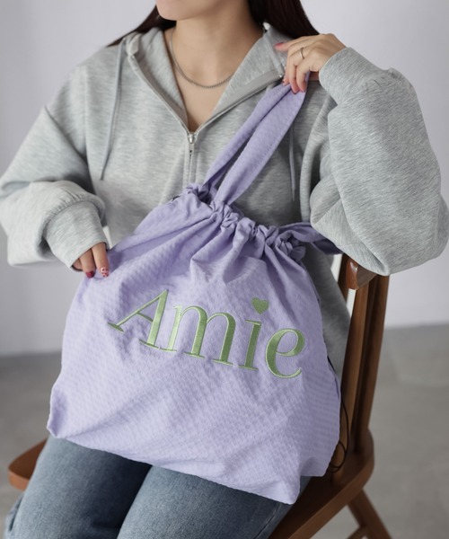 Riberry(リベリー)の「ロゴ刺繍巾着トートバッグ(トートバッグ・レディース・ブラック/グレー/パープル/グリーン/アイボリー・FREE)」の5枚目の写真