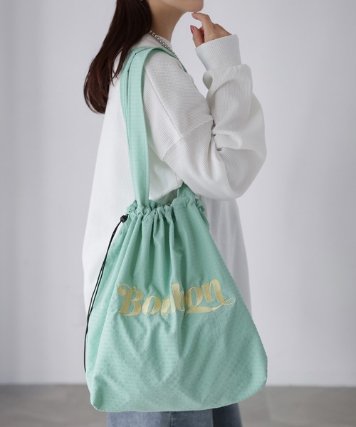 Riberry(リベリー)の「ロゴ刺繍巾着トートバッグ(トートバッグ・レディース・ブラック/グレー/パープル/グリーン/アイボリー・FREE)」の20枚目の写真