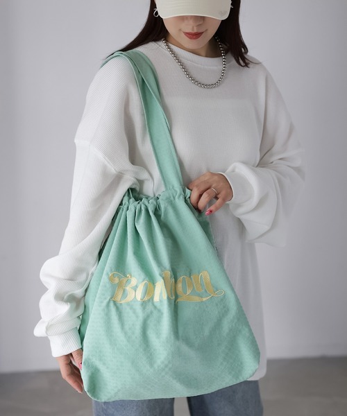 Riberry(リベリー)の「ロゴ刺繍巾着トートバッグ(トートバッグ・レディース・ブラック/グレー/パープル/グリーン/アイボリー・FREE)」の21枚目の写真