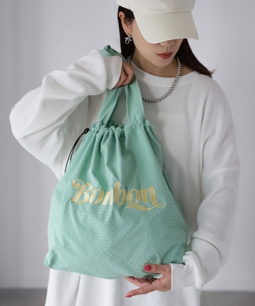 Riberry(リベリー)の「ロゴ刺繍巾着トートバッグ(トートバッグ・レディース・ブラック/グレー/パープル/グリーン/アイボリー・FREE)」の18枚目の写真