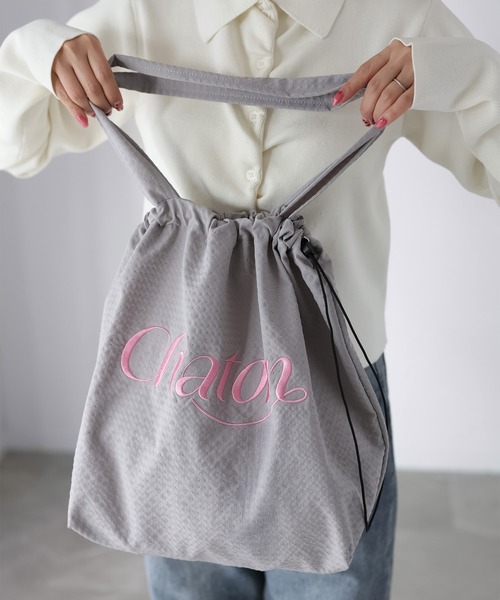 Riberry(リベリー)の「ロゴ刺繍巾着トートバッグ(トートバッグ・レディース・ブラック/グレー/パープル/グリーン/アイボリー・FREE)」の14枚目の写真