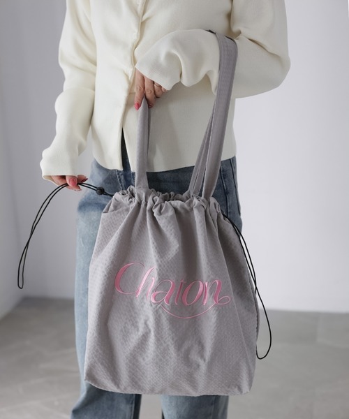 Riberry(リベリー)の「ロゴ刺繍巾着トートバッグ(トートバッグ・レディース・ブラック/グレー/パープル/グリーン/アイボリー・FREE)」の17枚目の写真