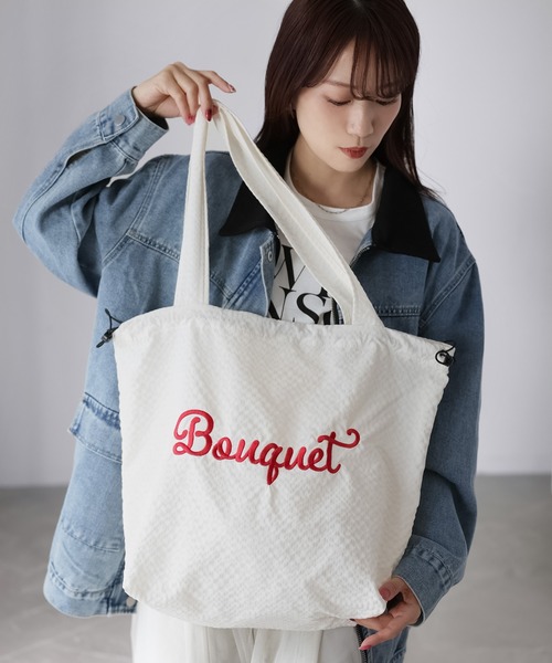 Riberry(リベリー)の「ロゴ刺繍巾着トートバッグ(トートバッグ・レディース・ブラック/グレー/パープル/グリーン/アイボリー・FREE)」の8枚目の写真