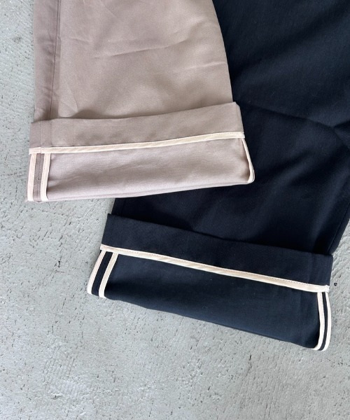 SOYEN（ソイエン）の「ロールアップパイピングワイドパンツ（その他パンツ・レディース・ベージュ/ネイビー・F）」の3枚目の写真