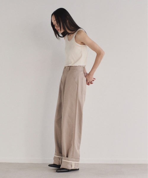 SOYEN（ソイエン）の「ロールアップパイピングワイドパンツ（その他パンツ・レディース・ベージュ/ネイビー・F）」の14枚目の写真