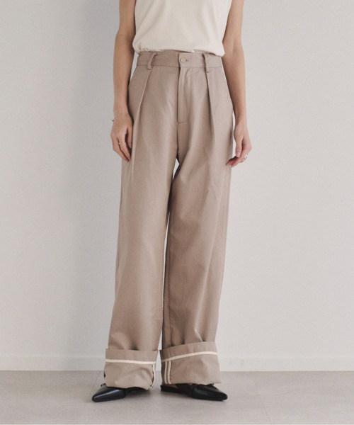 SOYEN（ソイエン）の「ロールアップパイピングワイドパンツ（その他パンツ・レディース・ベージュ/ネイビー・F）」の15枚目の写真