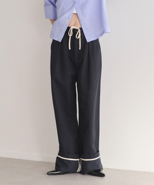 SOYEN（ソイエン）の「ロールアップパイピングワイドパンツ（その他パンツ・レディース・ベージュ/ネイビー・F）」の10枚目の写真