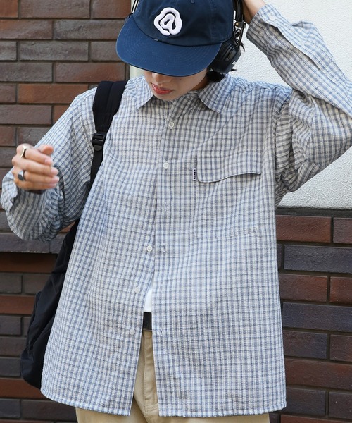 NAKER（ネイカー）の「ミニチェック長袖シャツ（シャツ/ブラウス・メンズ・ブラック/サックスブルー/ブルー・M/L/XL）」の12枚目の写真