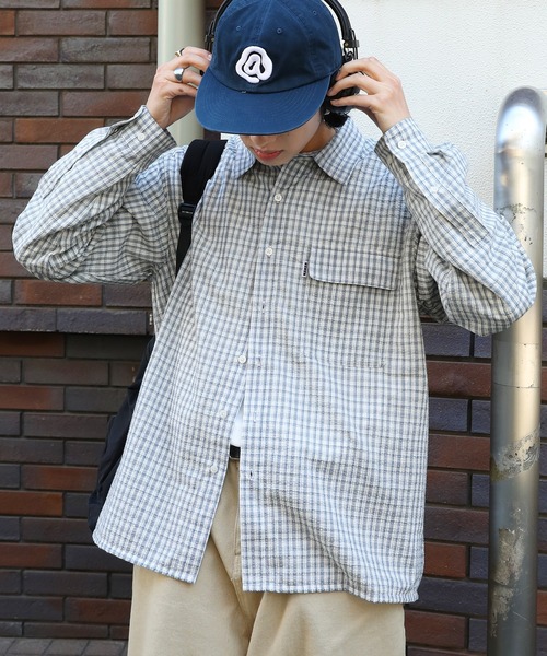 NAKER（ネイカー）の「ミニチェック長袖シャツ（シャツ/ブラウス・メンズ・ブラック/サックスブルー/ブルー・M/L/XL）」の14枚目の写真