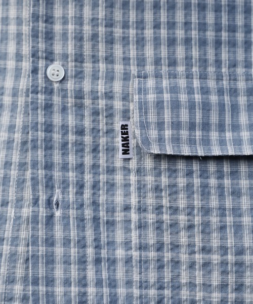 NAKER（ネイカー）の「ミニチェック長袖シャツ（シャツ/ブラウス・メンズ・ブラック/サックスブルー/ブルー・M/L/XL）」の20枚目の写真