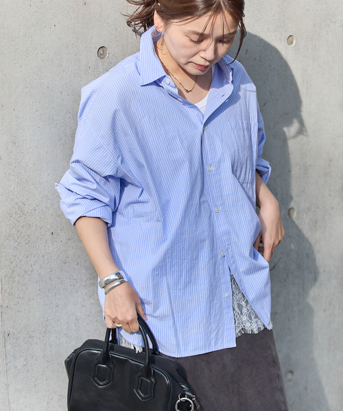 JOURNAL STANDARD(ジャーナルスタンダード)の「《追加》【LANCER CLOTHING CORPORATION】 オーバーFITストライプシャツ(シャツ/ブラウス・レディース・チャコールグレー/ライトブルー/ブルー・LARGE)」の7枚目の写真