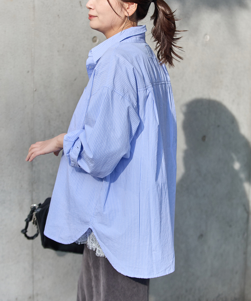 JOURNAL STANDARD(ジャーナルスタンダード)の「《追加》【LANCER CLOTHING CORPORATION】 オーバーFITストライプシャツ(シャツ/ブラウス・レディース・チャコールグレー/ライトブルー/ブルー・LARGE)」の8枚目の写真