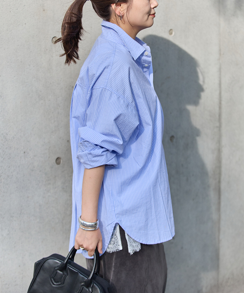 JOURNAL STANDARD(ジャーナルスタンダード)の「《追加》【LANCER CLOTHING CORPORATION】 オーバーFITストライプシャツ(シャツ/ブラウス・レディース・チャコールグレー/ライトブルー/ブルー・LARGE)」の9枚目の写真