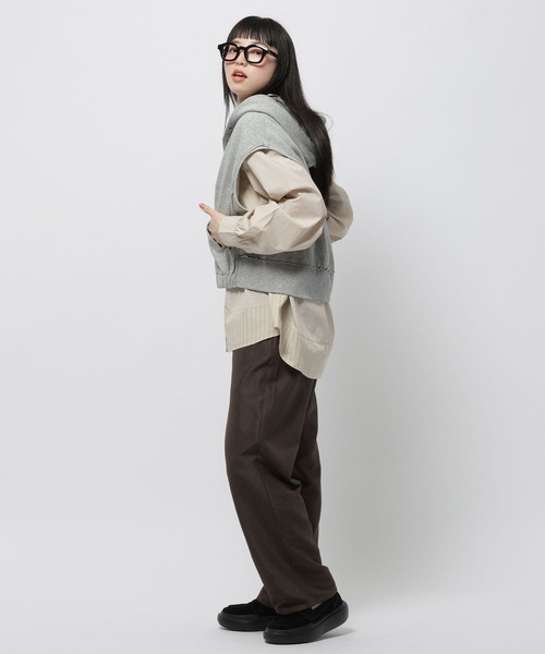 niko and...（ニコアンド）の「缶バッジダブルジップフードベスト（ベスト・レディース・ネイビー/グレー・LARGE/MEDIUM）」の12枚目の写真