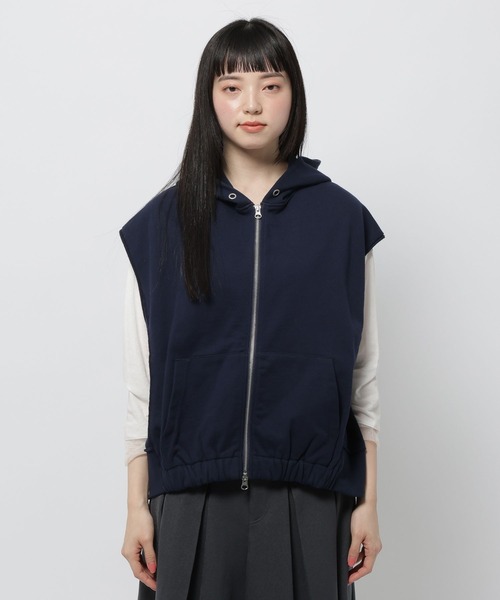 niko and...（ニコアンド）の「缶バッジダブルジップフードベスト（ベスト・レディース・ネイビー/グレー・LARGE/MEDIUM）」の19枚目の写真