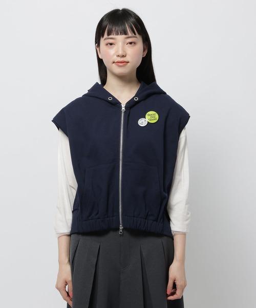 niko and...（ニコアンド）の「缶バッジダブルジップフードベスト（ベスト・レディース・ネイビー/グレー・LARGE/MEDIUM）」の20枚目の写真