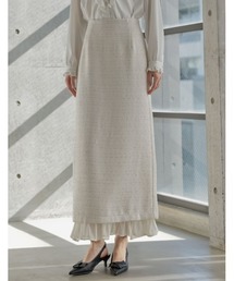 MEISM（ミズム）の「[2026S/S COLLECTION][MEISM by Re:EDIT][低身長サイズ有]ラメツイード裾シアーフリルナローロングスカート（スカート）」