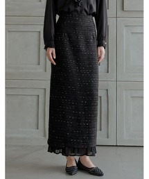 MEISM（ミズム）の「[2026S/S COLLECTION][MEISM by Re:EDIT][低身長サイズ有]ラメツイード裾シアーフリルナローロングスカート（スカート）」