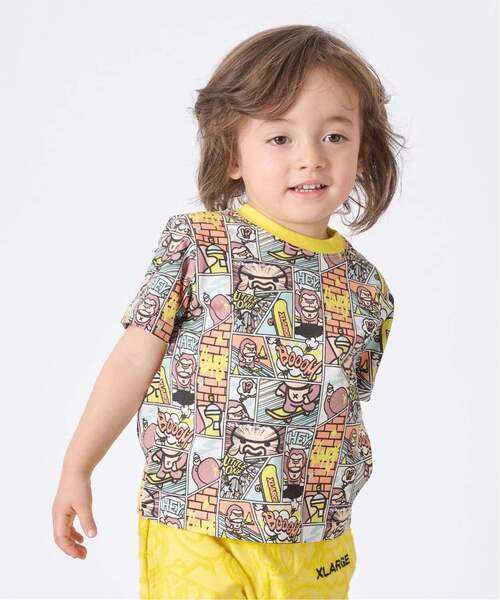 XLARGE KIDS(エクストララージキッズ)の「コミックファニーゴリラ 半袖Tシャツ(Tシャツ/カットソー・キッズ・レモンイエロー/ブルー・110cm/100cm/140cm/130cm/120cm/90cm/80cm)」の2枚目の写真