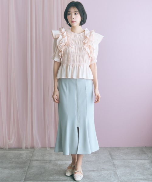 marun（マルン）の「＜大きいサイズ＞センタージップマーメイドスカート marun（スカート・レディース・ピンク/ブラック/グレー・L/LL/3L/4L/5L）」の8枚目の写真