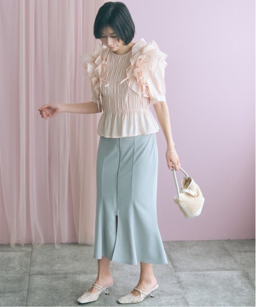 marun（マルン）の「＜大きいサイズ＞センタージップマーメイドスカート marun（スカート・レディース・ピンク/ブラック/グレー・L/LL/3L/4L/5L）」の13枚目の写真