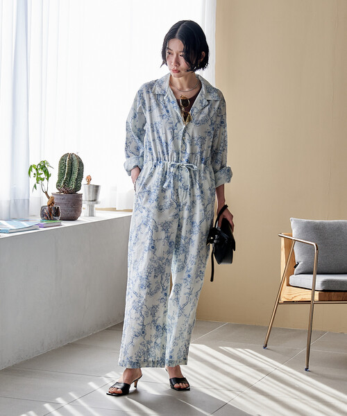 FREAK'S STORE(フリークスストア)の「インド オープンカラー ジャンプスーツ(つなぎ/オールインワン・レディース・イエロー/オフホワイト・SMALL/MEDIUM)」の7枚目の写真