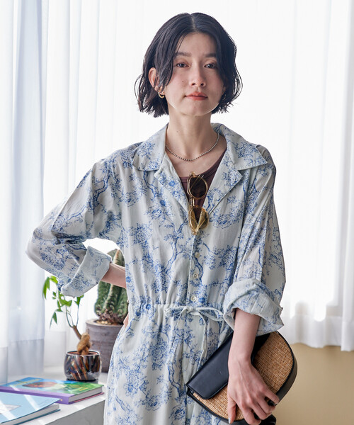 FREAK'S STORE(フリークスストア)の「インド オープンカラー ジャンプスーツ(つなぎ/オールインワン・レディース・イエロー/オフホワイト・SMALL/MEDIUM)」の13枚目の写真