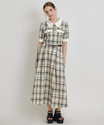 REDYAZEL（レディアゼル）の「バイカラーチェックブラウス×フレアロングスカートセットアップ（セットアップ）」