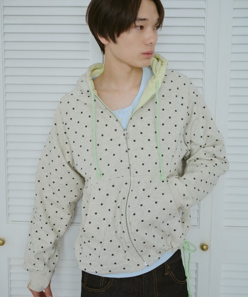 common gull products.(コモンガルプロダクツ)の「柄の目覚め、リバーシブルフーディー(パーカー・レディース・杢グレー/ライム/ネイビー・SMALL/MEDIUM/LARGE)」の10枚目の写真