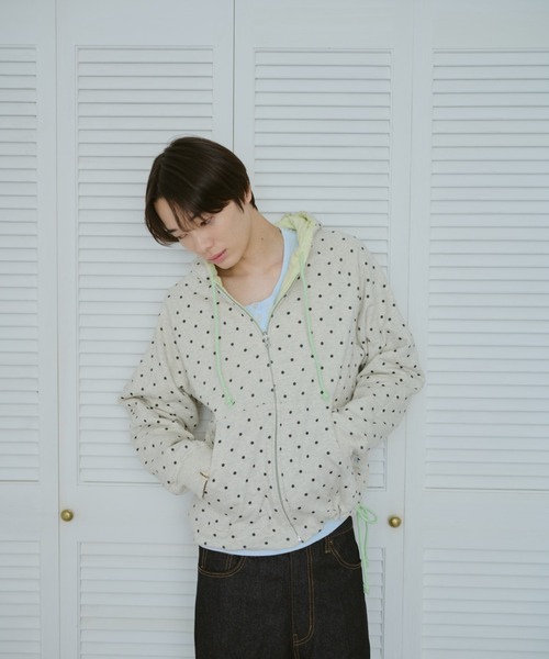 common gull products.(コモンガルプロダクツ)の「柄の目覚め、リバーシブルフーディー(パーカー・レディース・杢グレー/ライム/ネイビー・SMALL/MEDIUM/LARGE)」の4枚目の写真