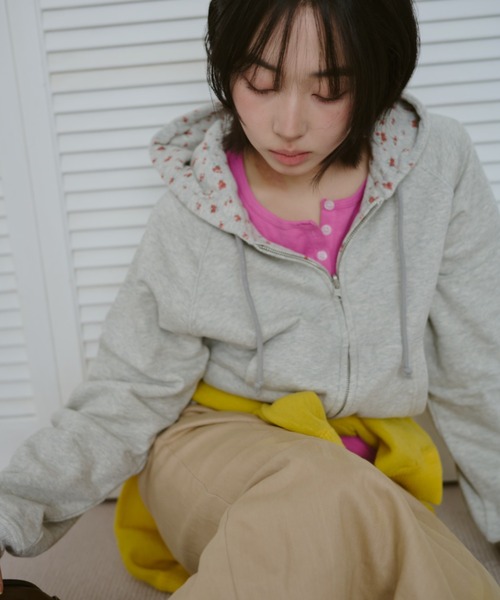 common gull products.(コモンガルプロダクツ)の「柄の目覚め、リバーシブルフーディー(パーカー・レディース・杢グレー/ライム/ネイビー・SMALL/MEDIUM/LARGE)」の7枚目の写真