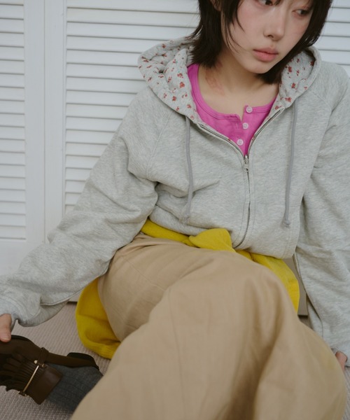 common gull products.(コモンガルプロダクツ)の「柄の目覚め、リバーシブルフーディー(パーカー・レディース・杢グレー/ライム/ネイビー・SMALL/MEDIUM/LARGE)」の8枚目の写真