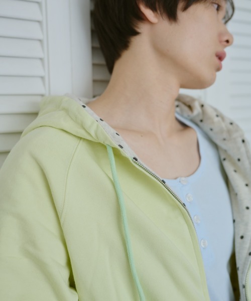 common gull products.(コモンガルプロダクツ)の「柄の目覚め、リバーシブルフーディー(パーカー・レディース・杢グレー/ライム/ネイビー・SMALL/MEDIUM/LARGE)」の15枚目の写真