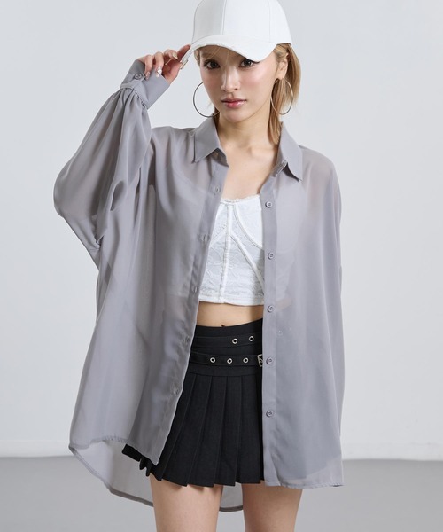 ANAP（アナップ）の「シンプル シアー シャツ ブラウス（シャツ/ブラウス・レディース・ブラック/グレー/ホワイト/ピンク・F）」の22枚目の写真