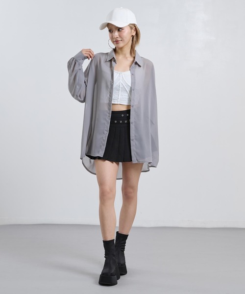 ANAP（アナップ）の「シンプル シアー シャツ ブラウス（シャツ/ブラウス・レディース・ブラック/グレー/ホワイト/ピンク・F）」の20枚目の写真