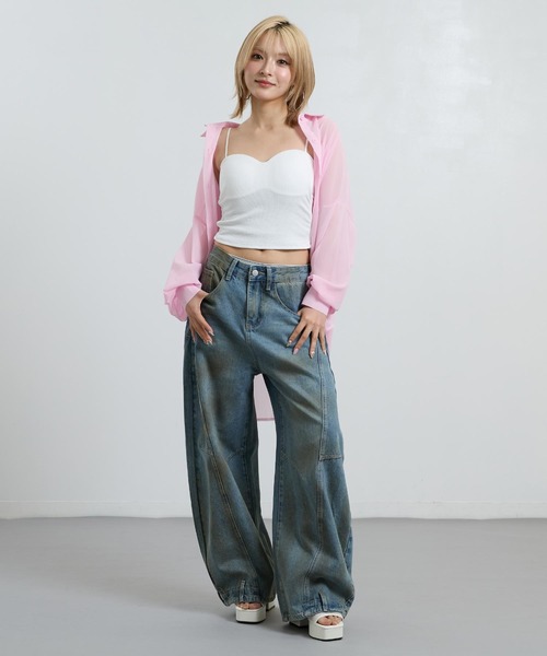 ANAP（アナップ）の「シンプル シアー シャツ ブラウス（シャツ/ブラウス・レディース・ブラック/グレー/ホワイト/ピンク・F）」の15枚目の写真