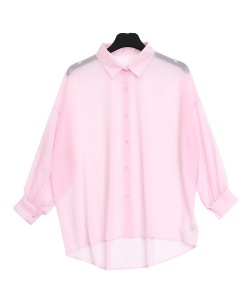 ANAP（アナップ）の「シンプル シアー シャツ ブラウス（シャツ/ブラウス・レディース・ブラック/グレー/ホワイト/ピンク・F）」の11枚目の写真