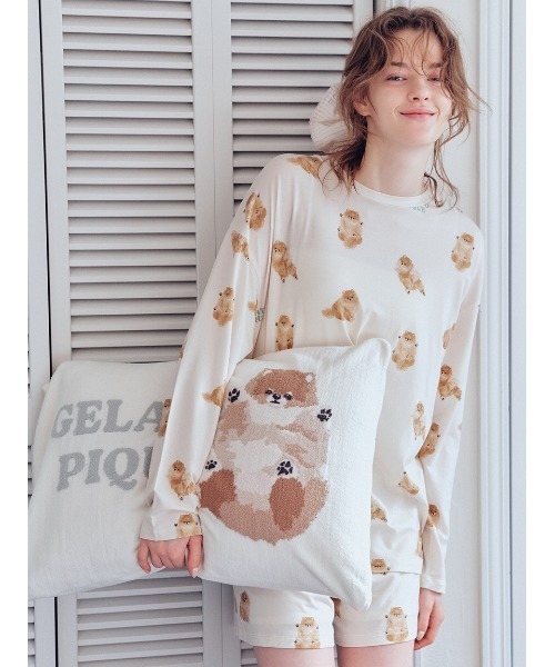 gelato pique Sleep(ジェラートピケスリープ)の「【Sleep】エアリーモコドッグジャガードピローケース(寝具・レディース・ベージュ/ライトピンク/ブルー/クリーム・F)」の15枚目の写真