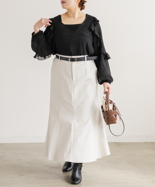CLETTE(クレット)の「CLETTEオリジナルパネルマーメイドスカート(スカート・レディース・アイボリー/ブラック/ワイン・4L/3L/LL)」の6枚目の写真