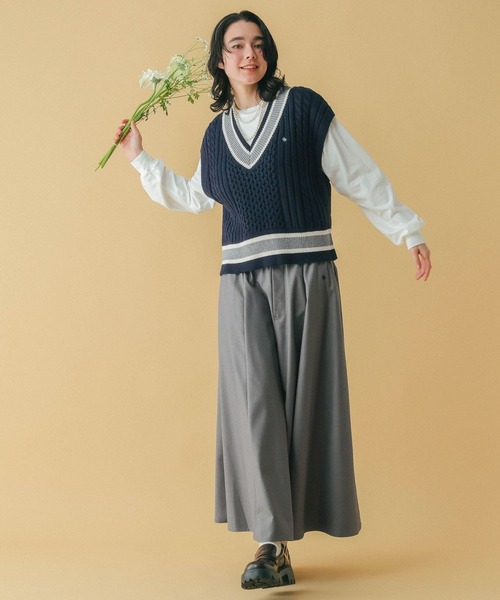 RAGEBLUE（レイジブルー）の「＜POLO BCS/ポロ・ビーシーエス＞別注/ラインチルデンニットベスト（ベスト・レディース・グレー/ネイビー/ホワイト・FREE）」の15枚目の写真