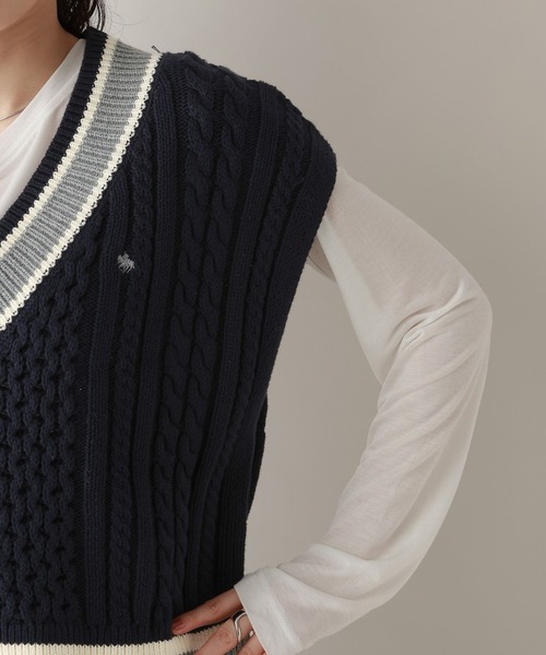 RAGEBLUE（レイジブルー）の「＜POLO BCS/ポロ・ビーシーエス＞別注/ラインチルデンニットベスト（ベスト・レディース・グレー/ネイビー/ホワイト・FREE）」の22枚目の写真