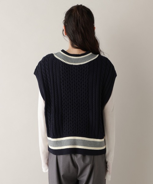 RAGEBLUE（レイジブルー）の「＜POLO BCS/ポロ・ビーシーエス＞別注/ラインチルデンニットベスト（ベスト・レディース・グレー/ネイビー/ホワイト・FREE）」の20枚目の写真