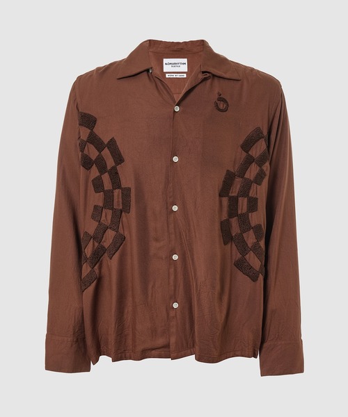 NOMA t.d.(ノーマティーディー)の「Checker Embroidery Open Collar Shirt(シャツ/ブラウス・メンズ・ブラック/ブラウン系その他/グレー・4/3)」の3枚目の写真